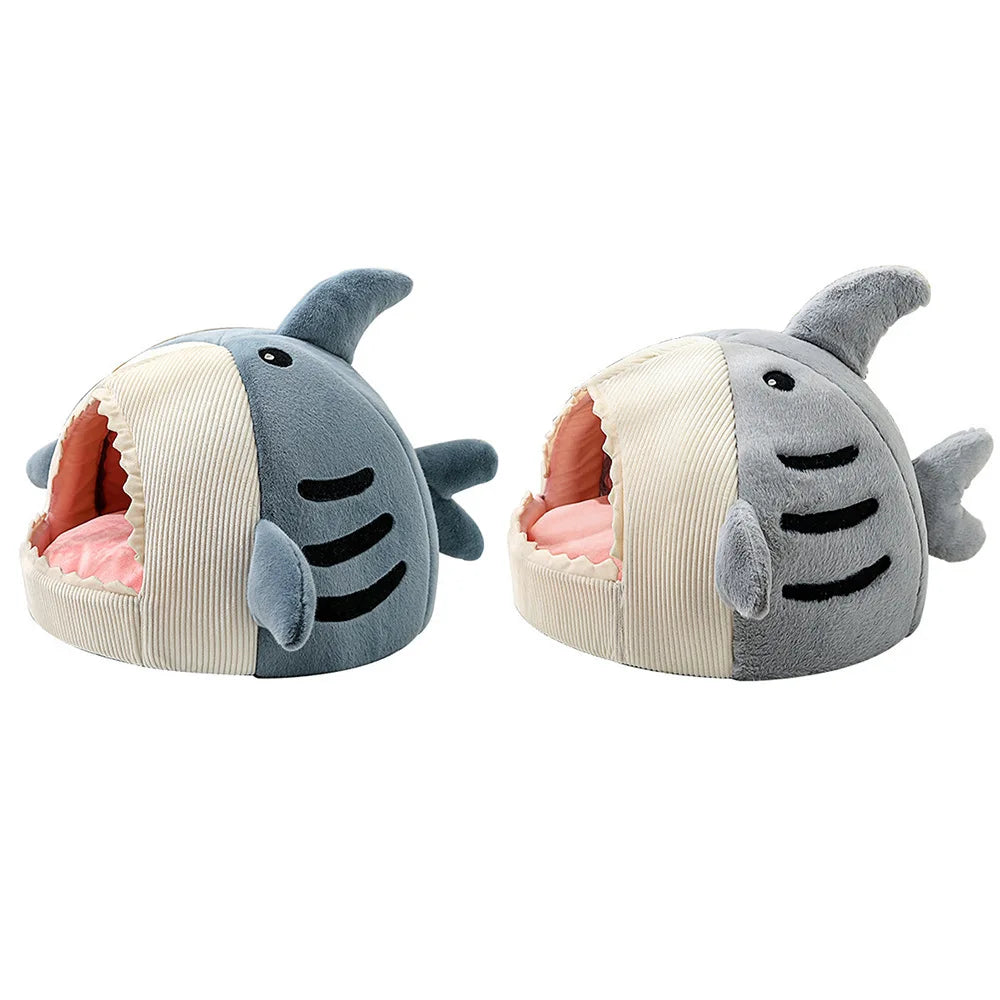 Winter Warm Pet Nest Big Mouth Shark Nest Cat Nest Semi Closed Cat Nest Dog Nest Plush Small Dog Nest Mat Plush Shark Cloth