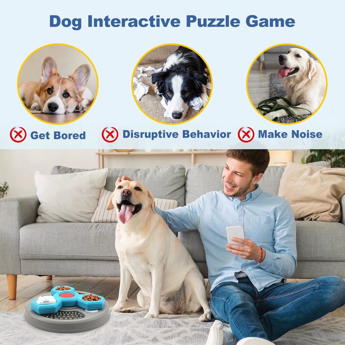 2-Layers Dog Puzzle Toys Slow Feeder Food Dispenser Interactive Increase Puppy IQ Anti-Choking Tableware Dog Licking Plates