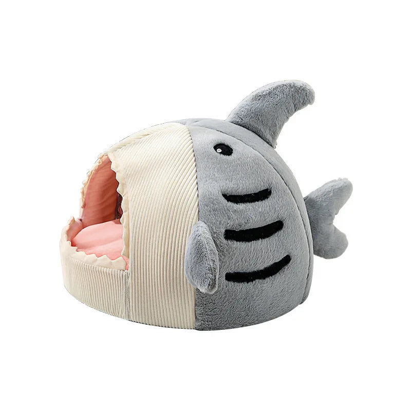 Winter Warm Pet Nest Big Mouth Shark Nest Cat Nest Semi Closed Cat Nest Dog Nest Plush Small Dog Nest Mat Plush Shark Cloth