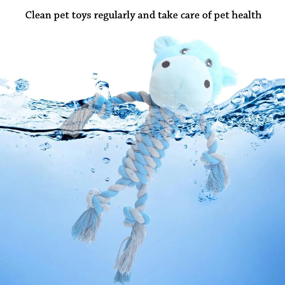 Pet Dog Squeaky Toy for Small Meduim Dogs Soft Plush Chew Stuffed Animal Shape Bite Resistant Dog Cotton Rope Toys Pets Supplies