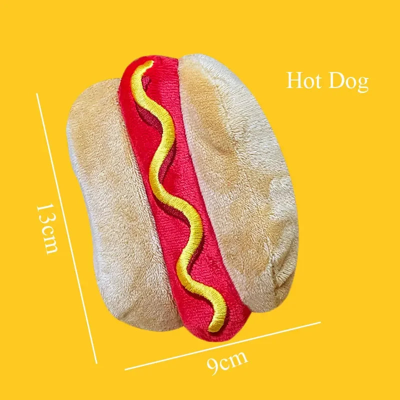 Plush Dog Toys Squeaky Dogs Accessories Pet Toy Soft Squeeze Sound Teeth Chew Bite Resistant Ice Cream Fries Humburger for Pet
