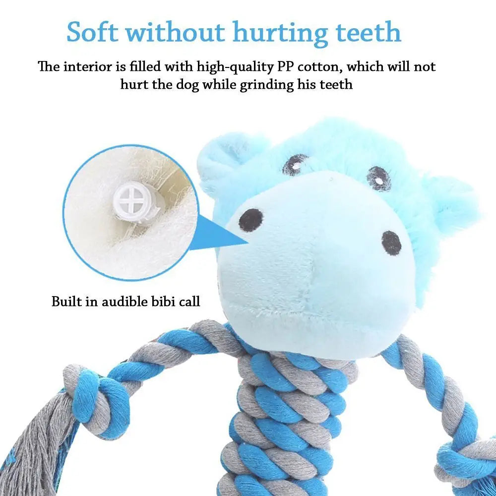 Pet Dog Squeaky Toy for Small Meduim Dogs Soft Plush Chew Stuffed Animal Shape Bite Resistant Dog Cotton Rope Toys Pets Supplies