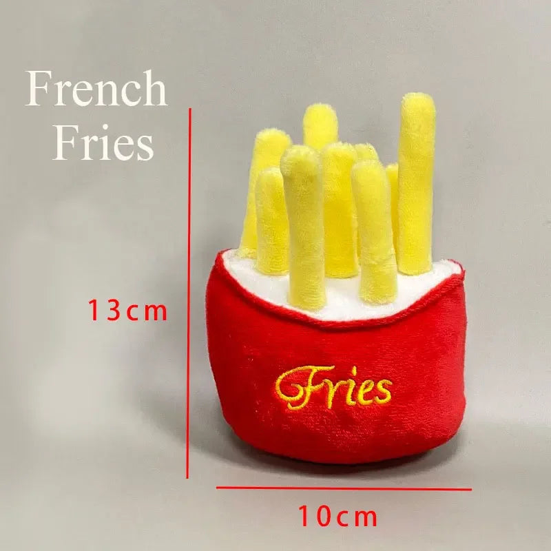 Plush Dog Toys Squeaky Dogs Accessories Pet Toy Soft Squeeze Sound Teeth Chew Bite Resistant Ice Cream Fries Humburger for Pet