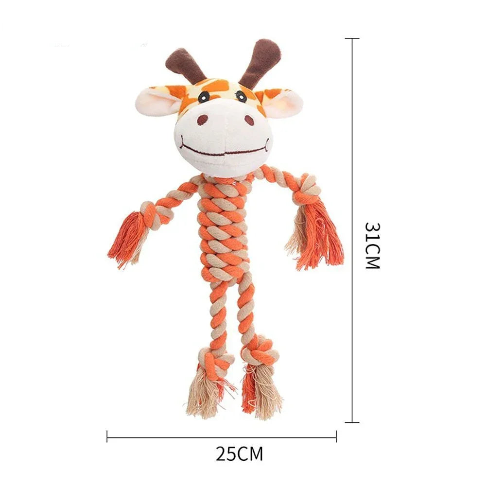 Pet Dog Squeaky Toy for Small Meduim Dogs Soft Plush Chew Stuffed Animal Shape Bite Resistant Dog Cotton Rope Toys Pets Supplies
