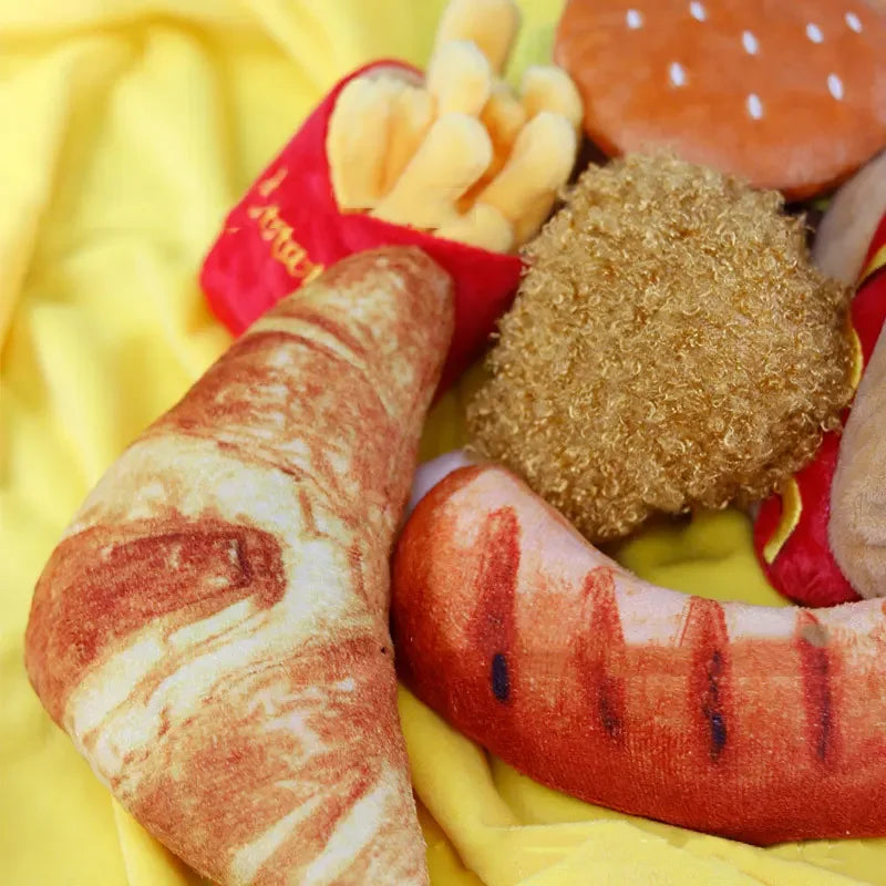 Plush Dog Toys Squeaky Dogs Accessories Pet Toy Soft Squeeze Sound Teeth Chew Bite Resistant Ice Cream Fries Humburger for Pet