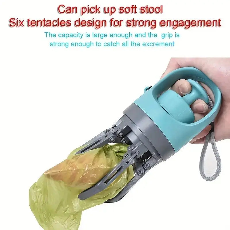 Portable Poop Scooper with Build in Bag Dispenser Light Weight Claw Waste Picker for Dogs Pet Cleaner Tool