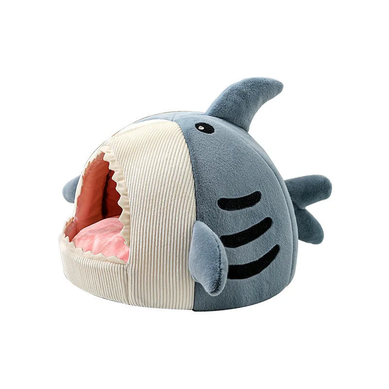 Winter Warm Pet Nest Big Mouth Shark Nest Cat Nest Semi Closed Cat Nest Dog Nest Plush Small Dog Nest Mat Plush Shark Cloth