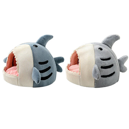 Winter Warm Pet Nest Big Mouth Shark Nest Cat Nest Semi Closed Cat Nest Dog Nest Plush Small Dog Nest Mat Plush Shark Cloth