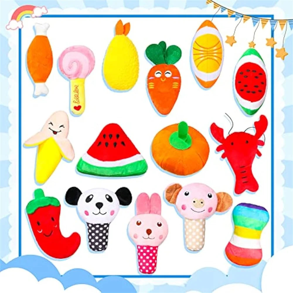 50Pcs/Pack Dog Squeaky Toys Bulk, Plush Dog Toys for Small Medium Dog, Cute Stuffed Pets Squeaky Toys Dog Puppy Birthday
