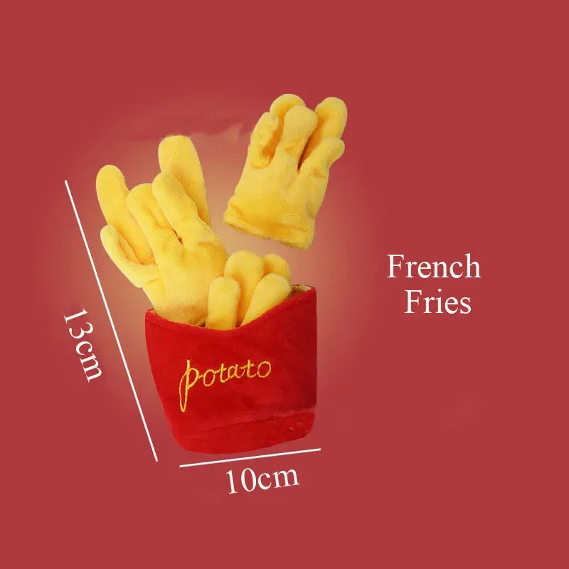 Plush Dog Toys Squeaky Dogs Accessories Pet Toy Soft Squeeze Sound Teeth Chew Bite Resistant Ice Cream Fries Humburger for Pet