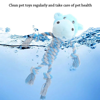 Pet Dog Squeaky Toy for Small Meduim Dogs Soft Plush Chew Stuffed Animal Shape Bite Resistant Dog Cotton Rope Toys Pets Supplies