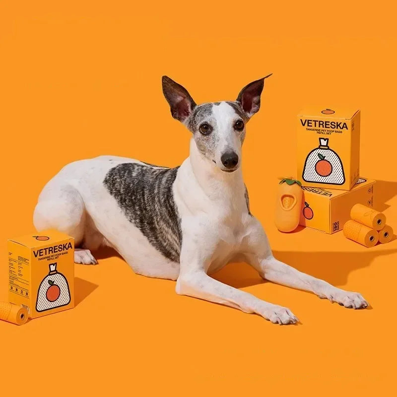Orange Flavor Dogs Poo Bags Portable Dog Walking Bag with Fragrance Outdoors Degradable Garbage Bags Pet Supplies Accessories